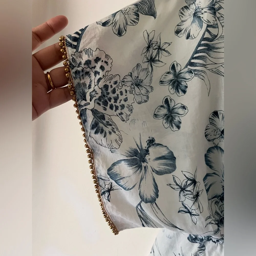 Anthropologie True Destinations Boho Floral Beach Cover Up Tassels Sz XS - Picture 6 of 10